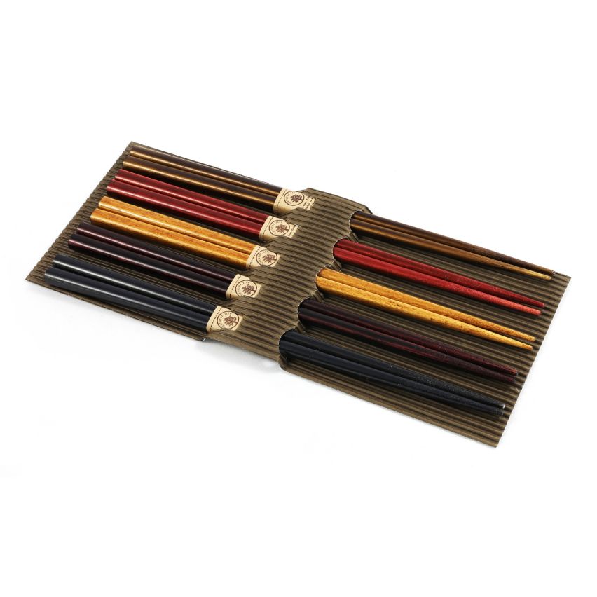 Eco-friendly wooden and natural reusable Chopsticks Gift Set - 5 pairs