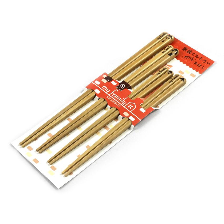 Eco-friendly wooden and natural reusable My Family Chopsticks Gift Set - 4 pairs