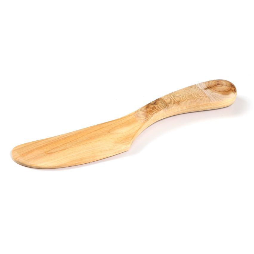 Handmade Eco-Friendly Natural Wooden Butter Knife from Juniper Wood with Mosaic Handle
