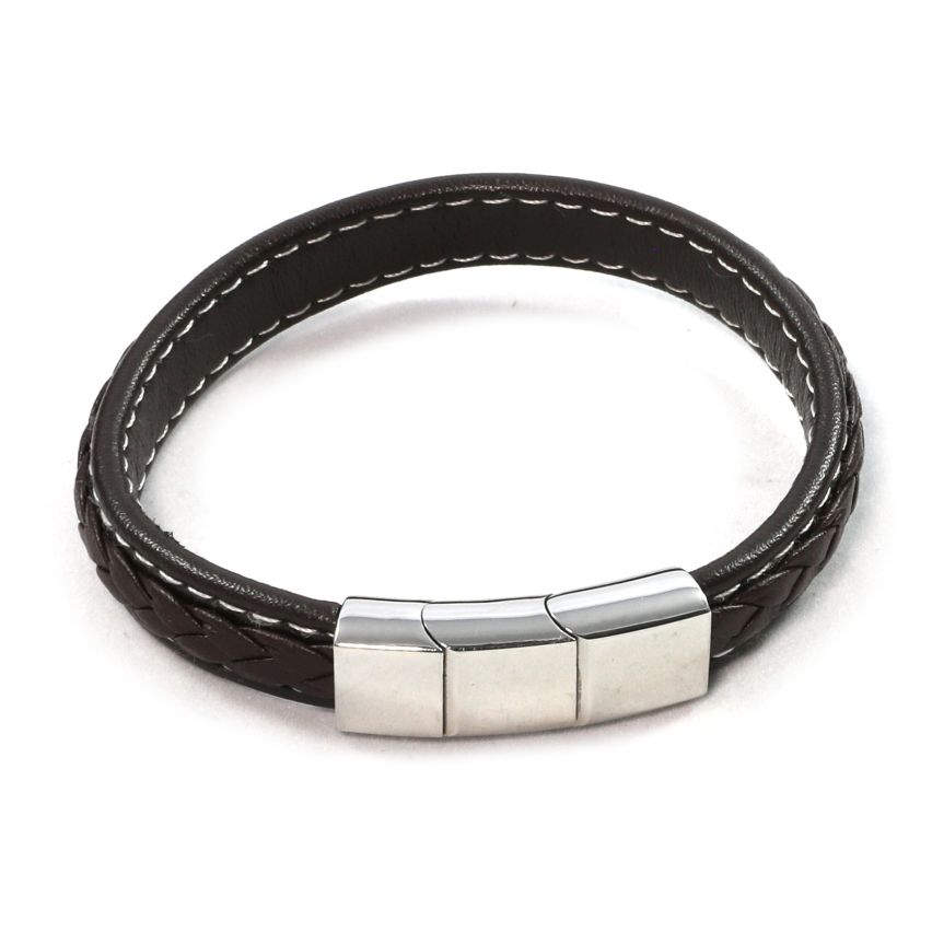 MR020 Magrelief bracelet,brown leather 220mm