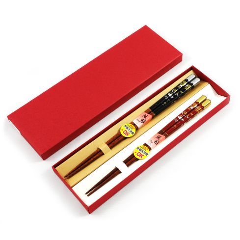 Eco-friendly wooden and natural reusable Happily loving Couple Chopsticks Gift Set