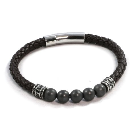 MR013 Magrelief bracelet, brown leather 220mm