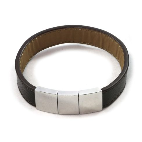 MR020 Magrelief bracelet,brown leather 220mm